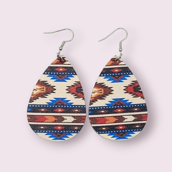 NWT Leather Aztec Earrings - Picture 2 of 2